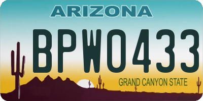 AZ license plate BPW0433