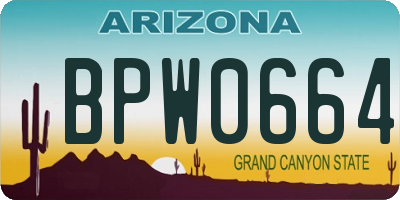 AZ license plate BPW0664