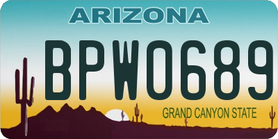 AZ license plate BPW0689