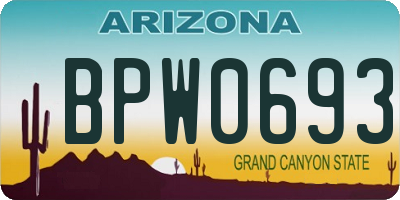 AZ license plate BPW0693