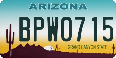 AZ license plate BPW0715
