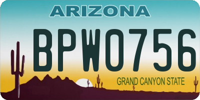 AZ license plate BPW0756