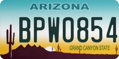 AZ license plate BPW0854