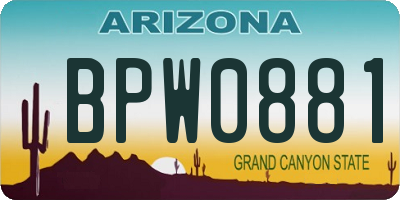 AZ license plate BPW0881