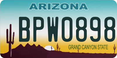 AZ license plate BPW0898