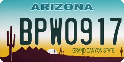 AZ license plate BPW0917