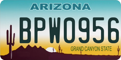 AZ license plate BPW0956