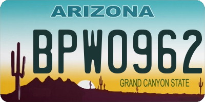 AZ license plate BPW0962