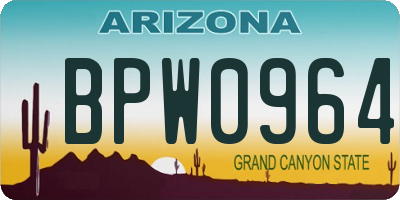 AZ license plate BPW0964