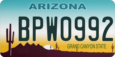 AZ license plate BPW0992
