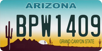 AZ license plate BPW1409