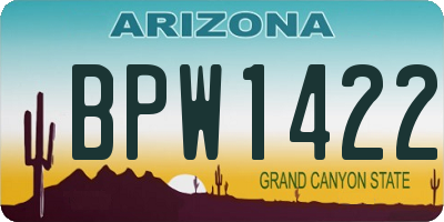 AZ license plate BPW1422