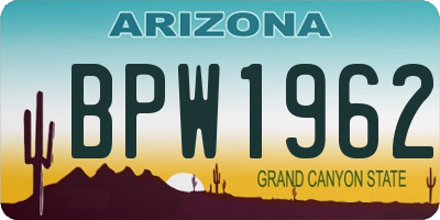 AZ license plate BPW1962