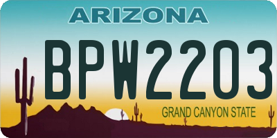AZ license plate BPW2203