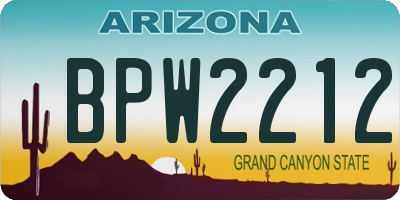 AZ license plate BPW2212