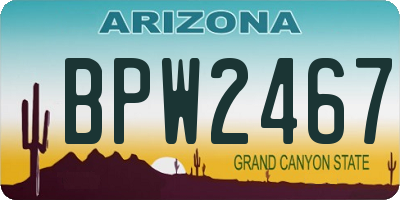 AZ license plate BPW2467