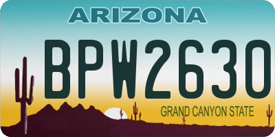 AZ license plate BPW2630