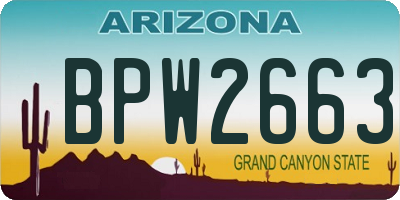 AZ license plate BPW2663