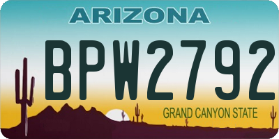 AZ license plate BPW2792