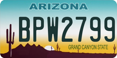 AZ license plate BPW2799