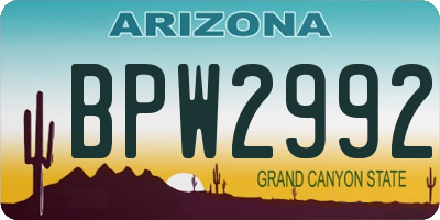 AZ license plate BPW2992