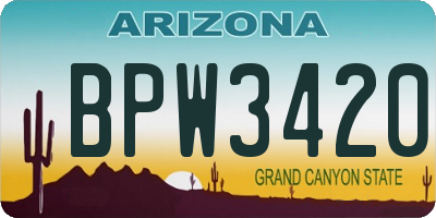 AZ license plate BPW3420