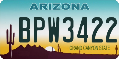 AZ license plate BPW3422