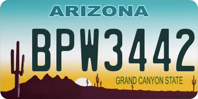 AZ license plate BPW3442