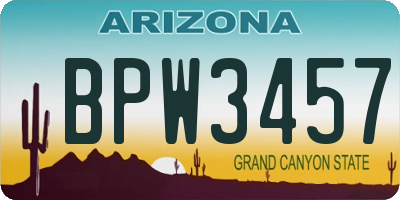 AZ license plate BPW3457
