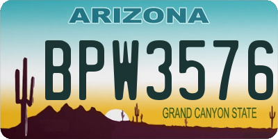 AZ license plate BPW3576
