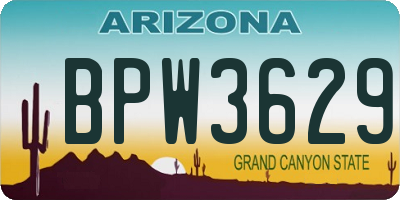 AZ license plate BPW3629
