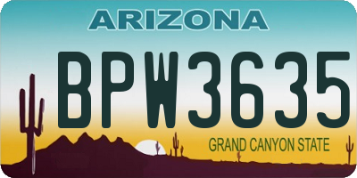 AZ license plate BPW3635
