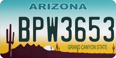 AZ license plate BPW3653