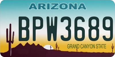 AZ license plate BPW3689