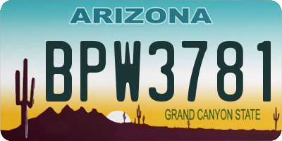 AZ license plate BPW3781