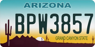 AZ license plate BPW3857