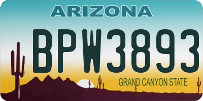 AZ license plate BPW3893