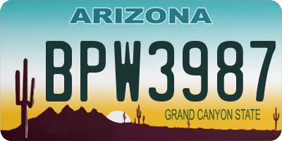 AZ license plate BPW3987