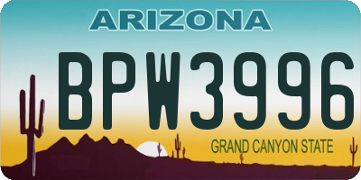 AZ license plate BPW3996
