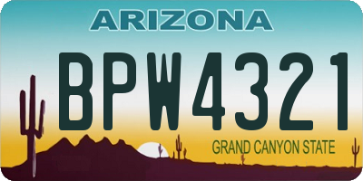 AZ license plate BPW4321