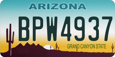 AZ license plate BPW4937