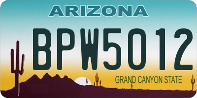 AZ license plate BPW5012
