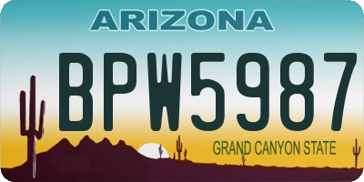 AZ license plate BPW5987