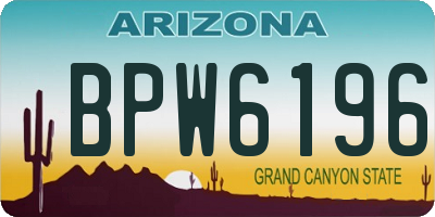 AZ license plate BPW6196