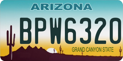 AZ license plate BPW6320
