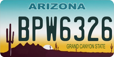 AZ license plate BPW6326
