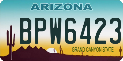 AZ license plate BPW6423