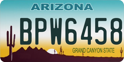 AZ license plate BPW6458