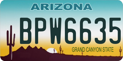 AZ license plate BPW6635