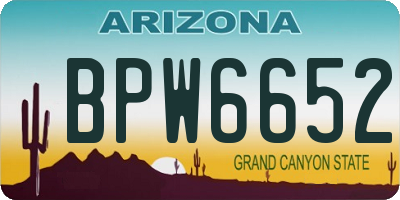AZ license plate BPW6652